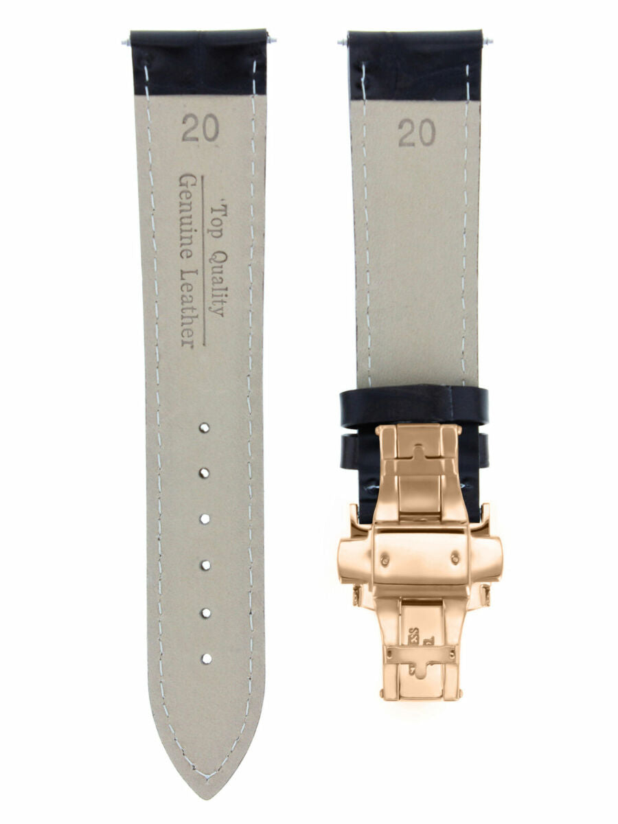 LEATHER WATCH BAND STRAP FOR CITIZEN CLASP ROSE BLACK - 17MM