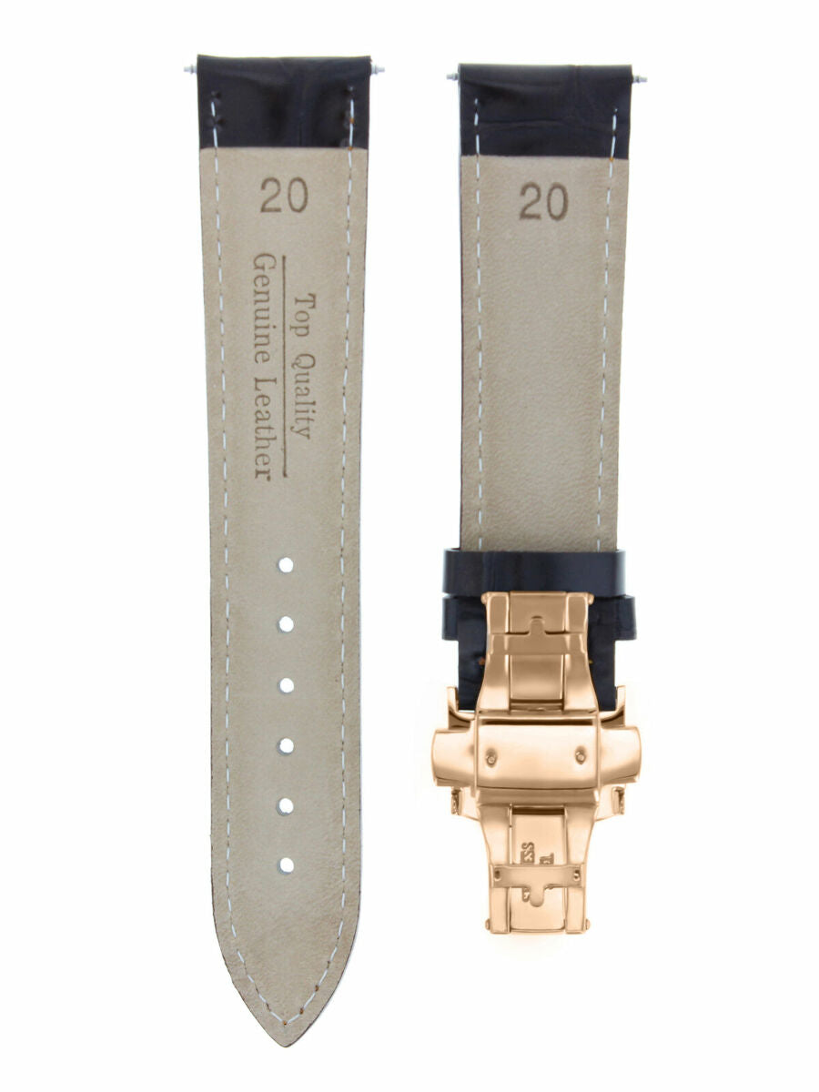 LEATHER WATCH BAND STRAP FOR CITIZEN CLASP ROSE BLACK - 17MM