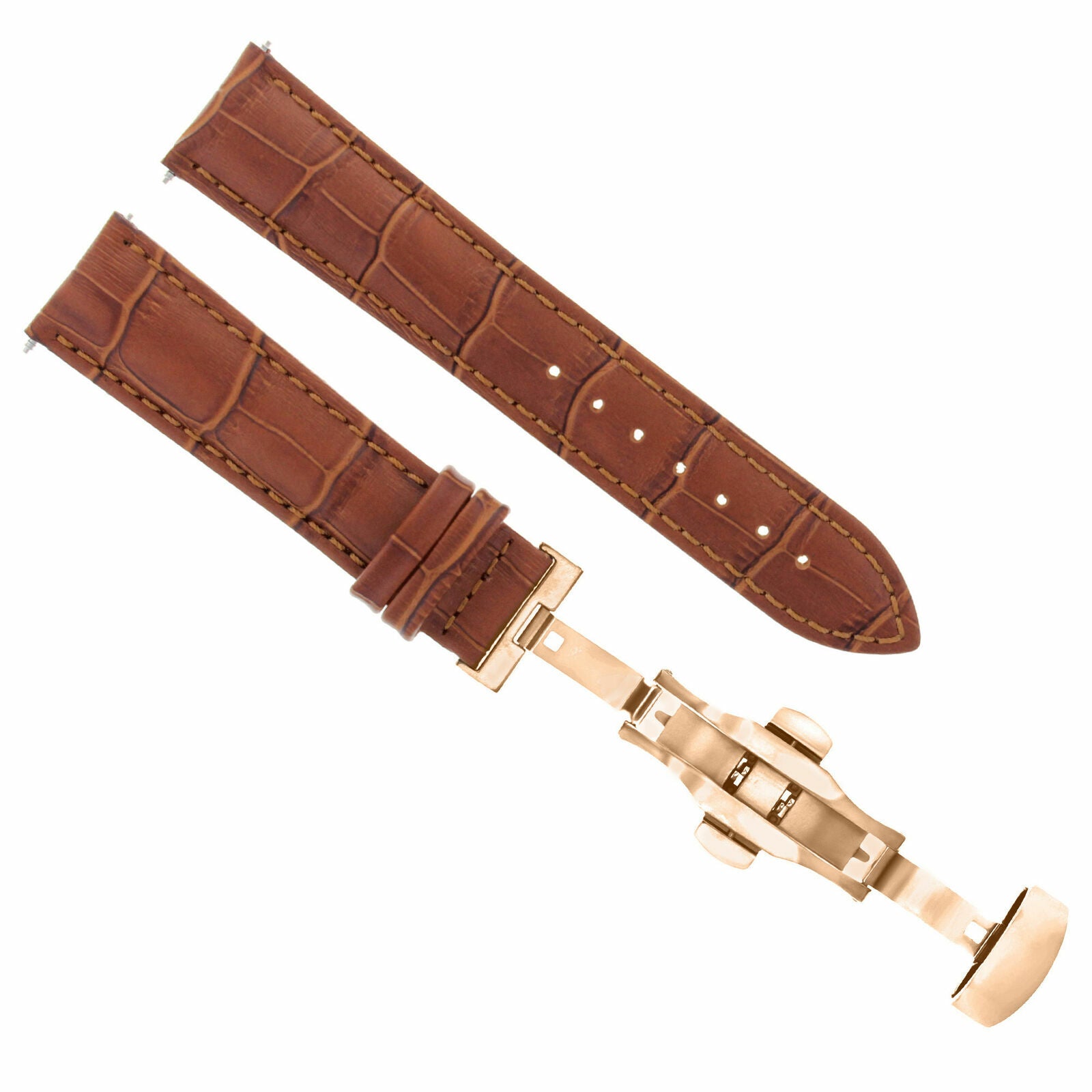 17-18-19-20-21-22-23-24MM LEATHER WATCH BAND STRAP FOR CITIZEN CLASP ROSE BLACK