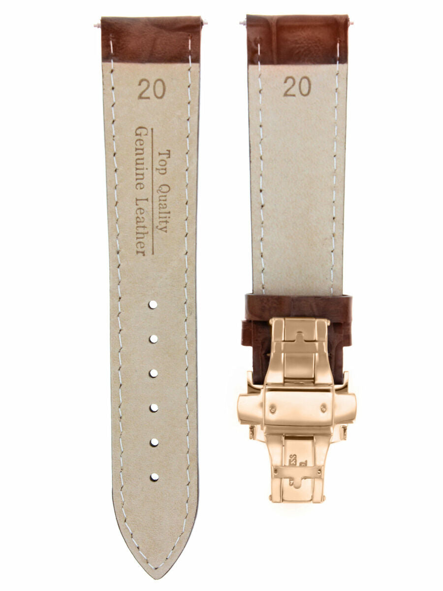 LEATHER WATCH BAND STRAP FOR CITIZEN CLASP ROSE BLACK - 17MM