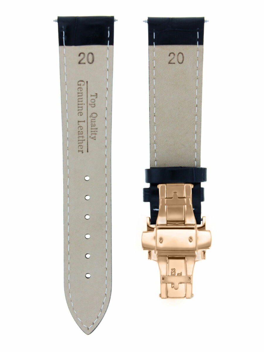 LEATHER WATCH BAND STRAP FOR CITIZEN CLASP ROSE BLACK - 19MM