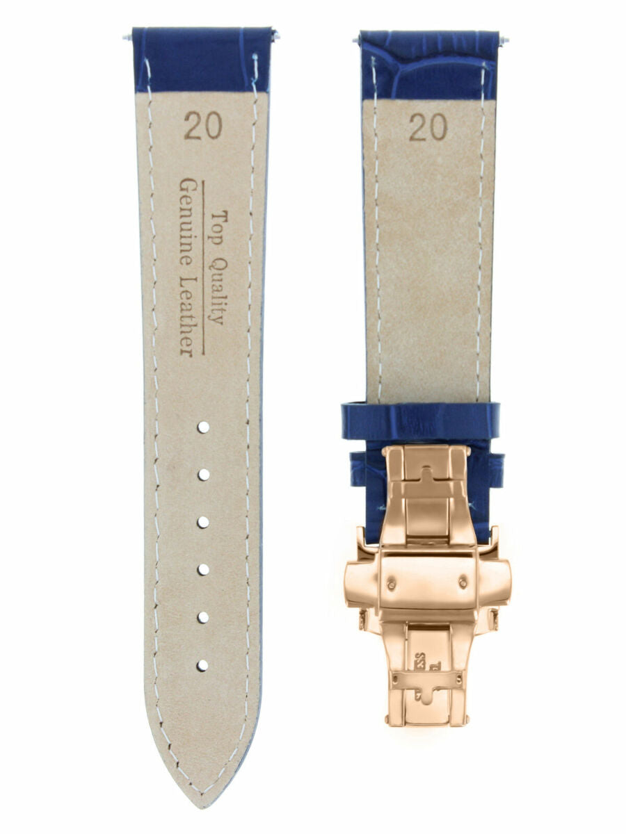 LEATHER WATCH BAND STRAP FOR CITIZEN CLASP ROSE BLACK - 19MM