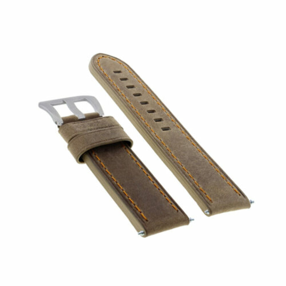 20-22-24MM LEATHER WATCH BAND STRAP FOR BREITLING CHRONOMAT BENTLEY COLT WATCH, Sand with Orange Stitching, view 3