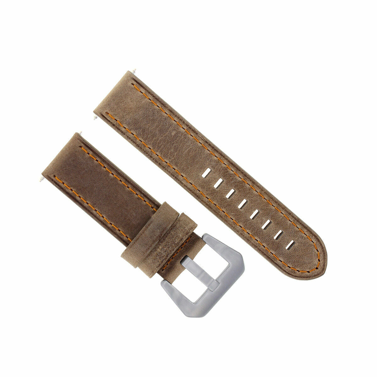 20-22-24MM LEATHER WATCH BAND STRAP FOR BREITLING CHRONOMAT BENTLEY COLT WATCH, Sand with Orange Stitching, view 4
