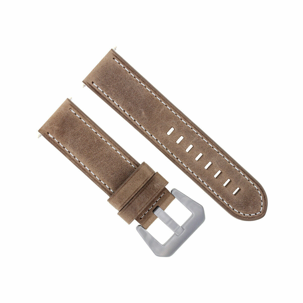 20-22-24MM LEATHER WATCH BAND STRAP FOR BREITLING CHRONOMAT BENTLEY COLT WATCH, Sand with White Stitching, view 3