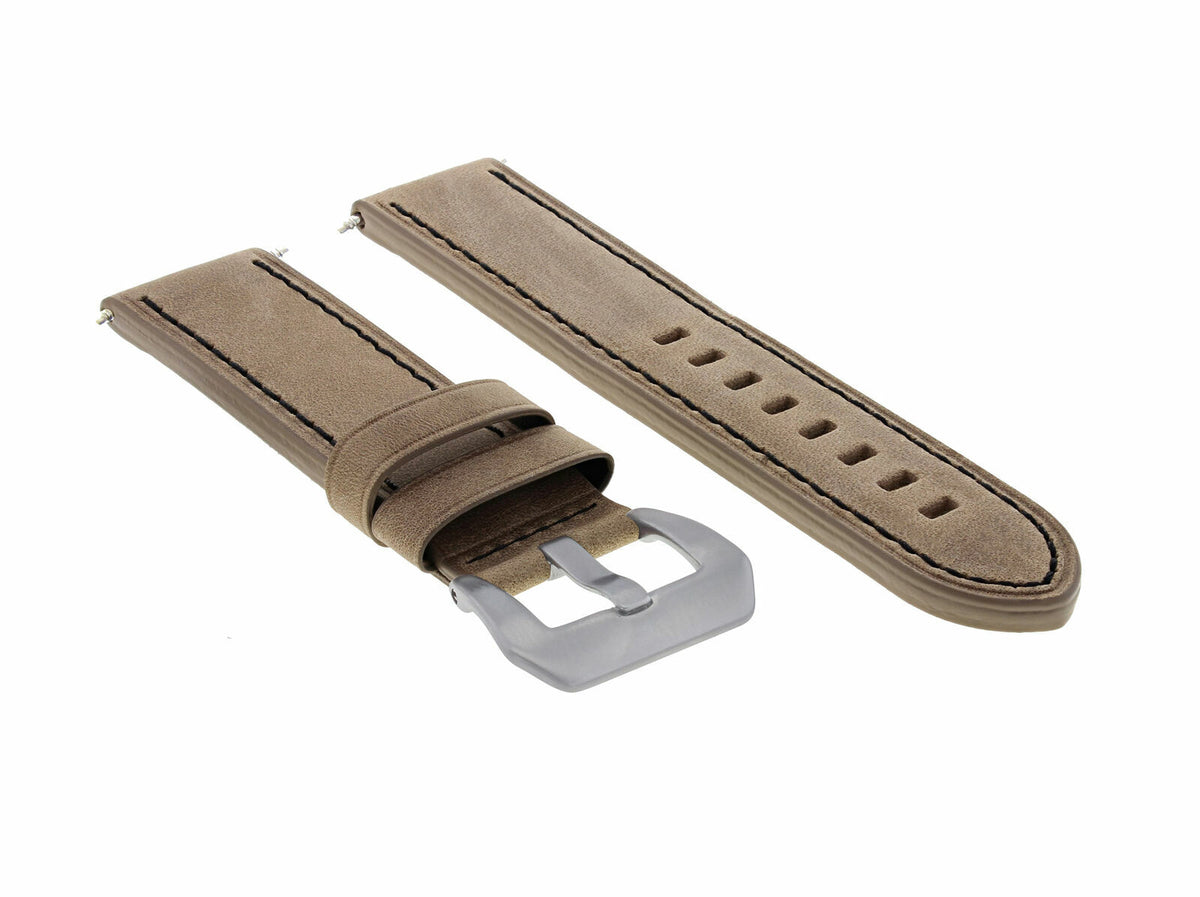 20-22-24MM LEATHER WATCH BAND STRAP FOR BREITLING CHRONOMAT BENTLEY COLT WATCH, Sand with Black Stitching, front view