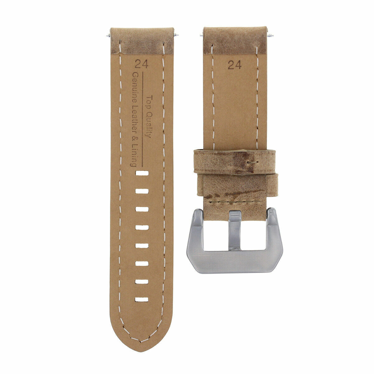 20-22-24MM LEATHER WATCH BAND STRAP FOR BREITLING CHRONOMAT BENTLEY COLT WATCH, Sand, underside view