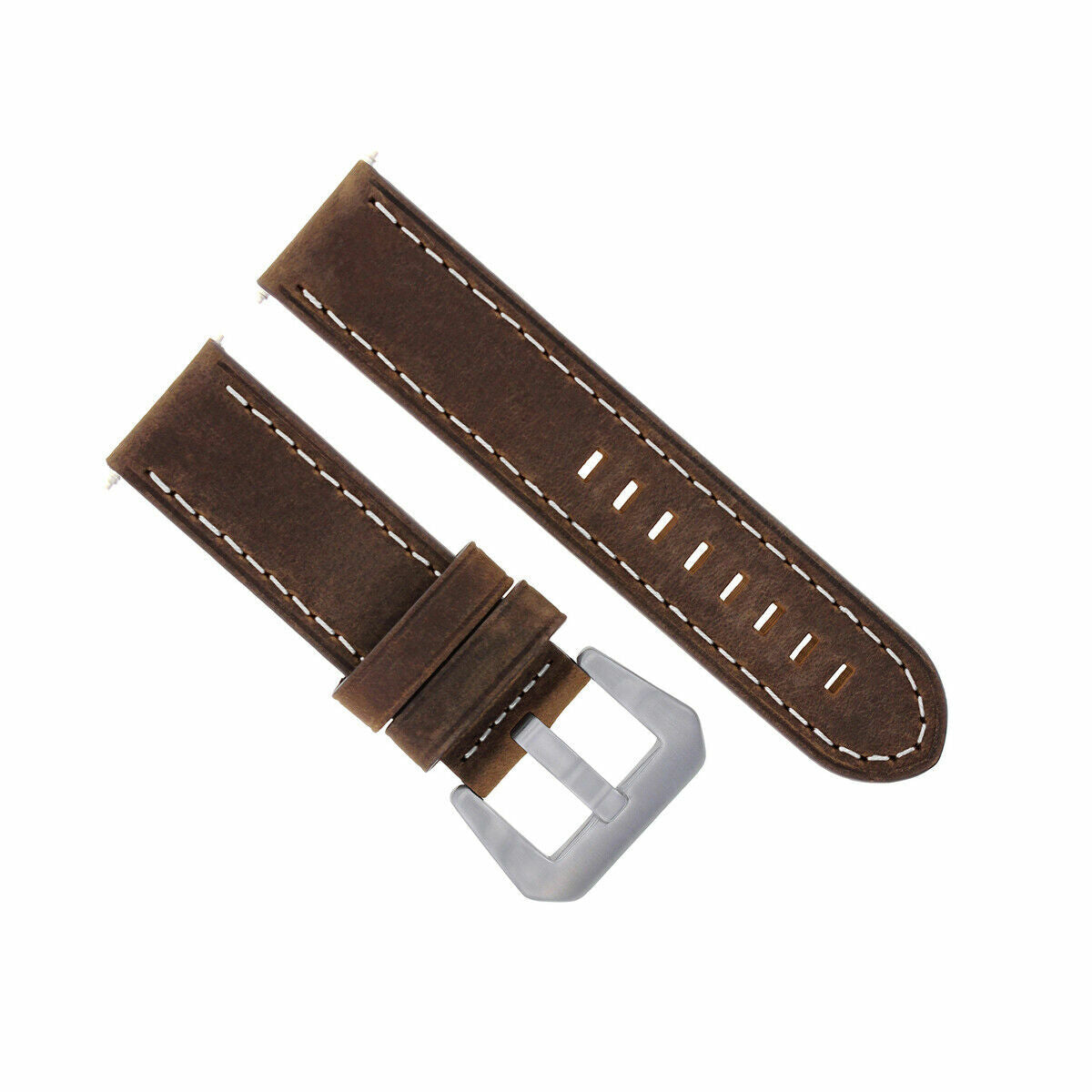20-22-24MM LEATHER WATCH BAND STRAP FOR BREITLING CHRONOMAT BENTLEY COLT WATCH, Brown with White Stitching, view 3