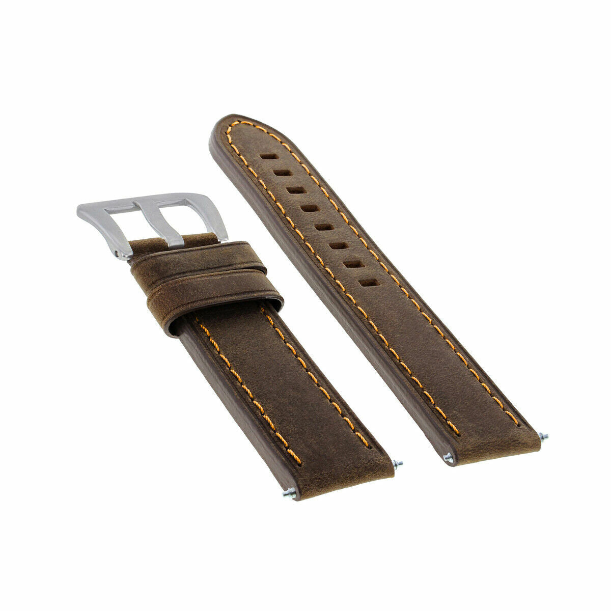 20-22-24MM LEATHER WATCH BAND STRAP FOR BREITLING CHRONOMAT BENTLEY COLT WATCH, Brown with Orange Stitching, view 3