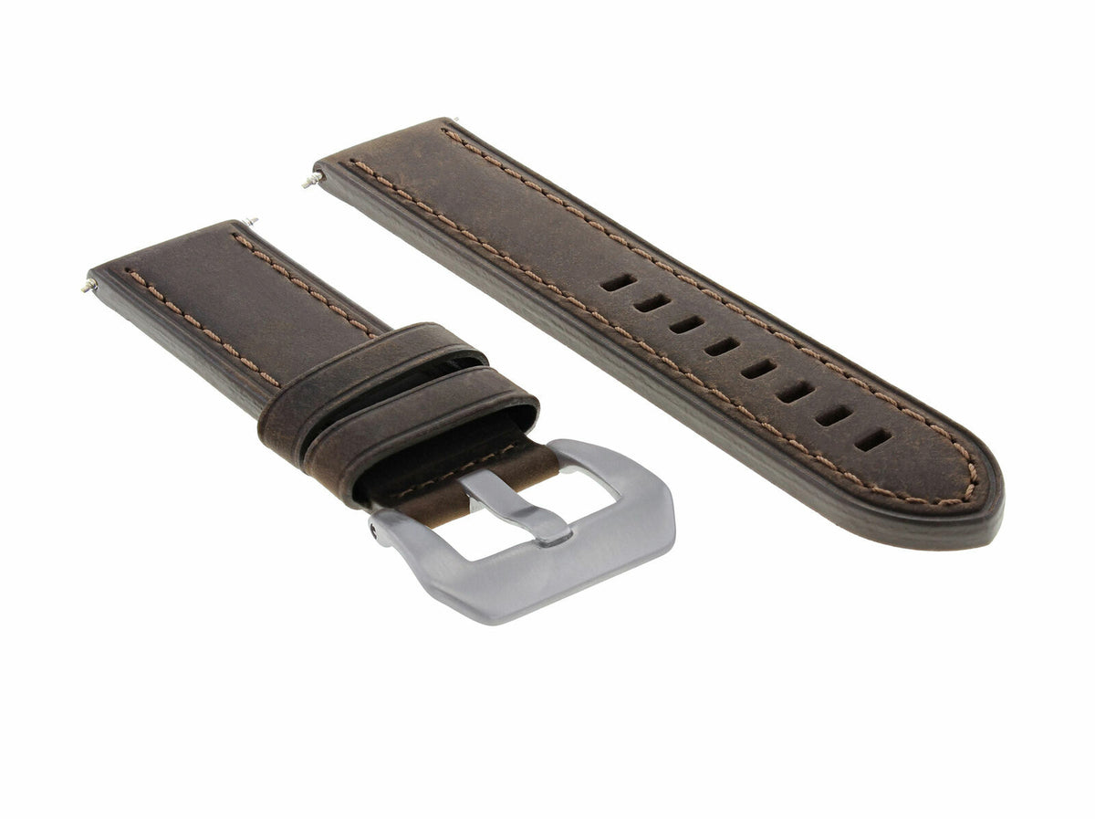 20-22-24MM LEATHER WATCH BAND STRAP FOR BREITLING CHRONOMAT BENTLEY COLT WATCH, Dark Brown, front view