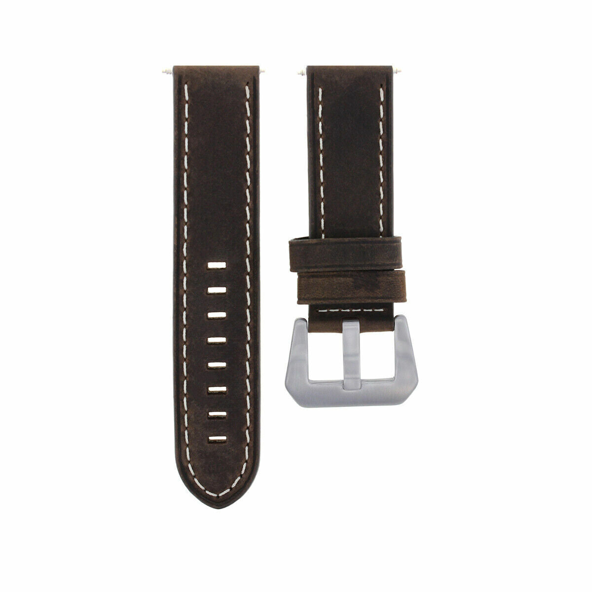 20-22-24MM LEATHER WATCH BAND STRAP FOR BREITLING CHRONOMAT BENTLEY COLT WATCH, Dark Brown White Stitching, view 2