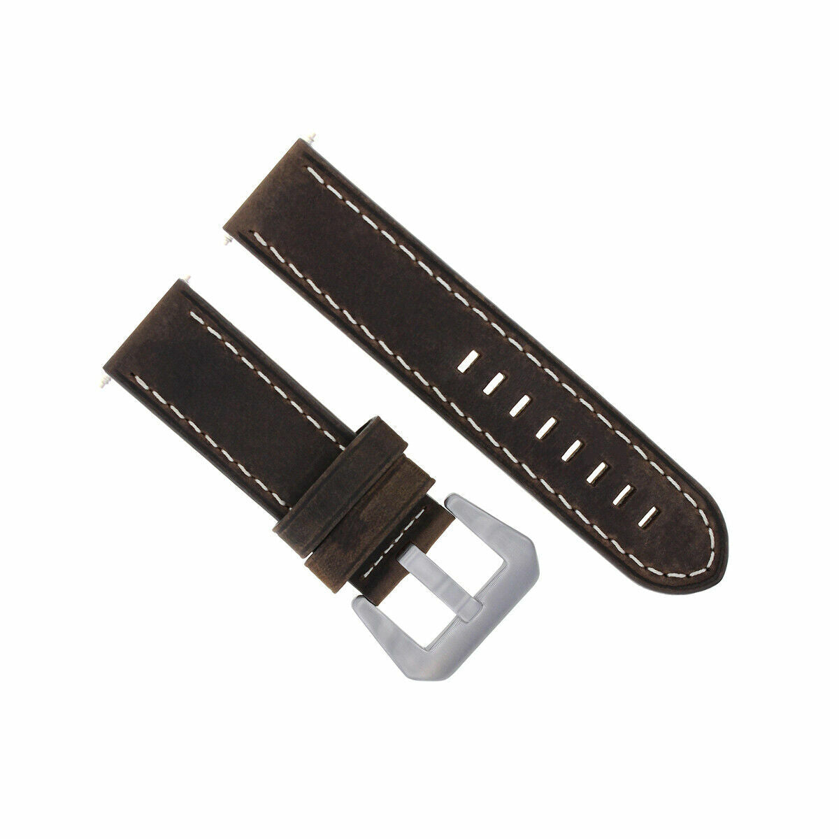 20-22-24MM LEATHER WATCH BAND STRAP FOR BREITLING CHRONOMAT BENTLEY COLT WATCH, Dark Brown White Stitching, view 3