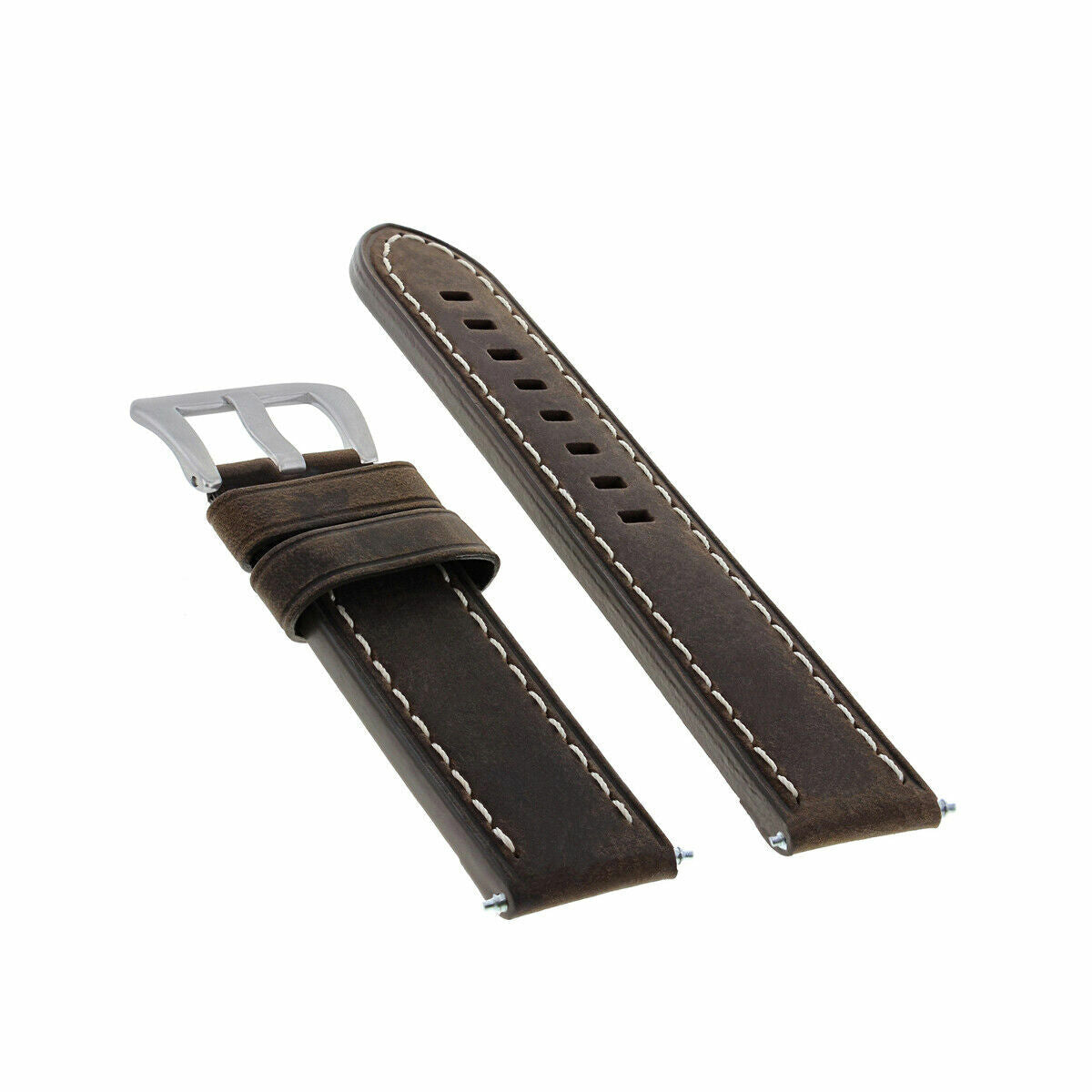 20-22-24MM LEATHER WATCH BAND STRAP FOR BREITLING CHRONOMAT BENTLEY COLT WATCH, Dark Brown White Stitching, view 4