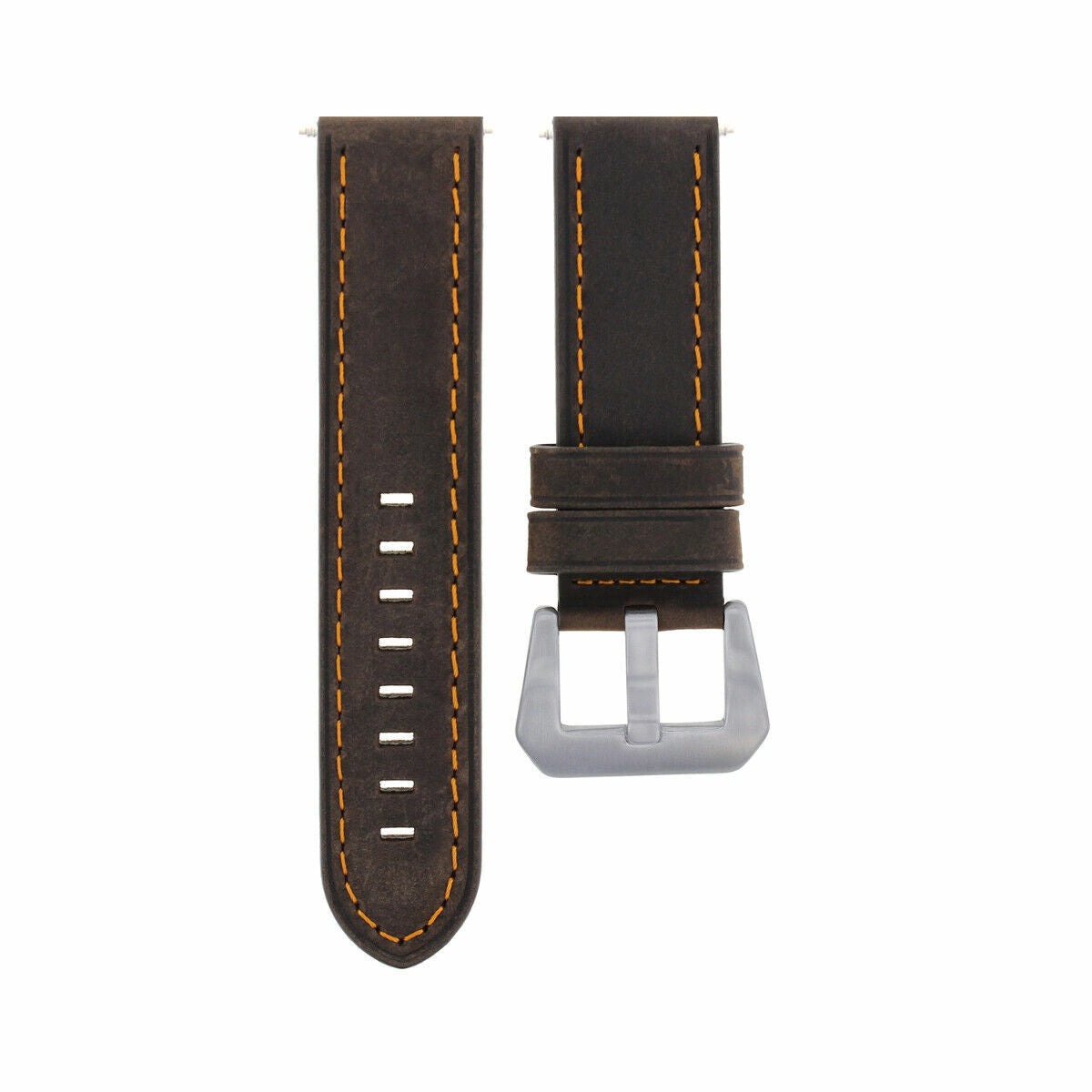 20-22-24MM LEATHER WATCH BAND STRAP FOR BREITLING CHRONOMAT BENTLEY COLT WATCH, Dark Brown Orange Stitching, view 2