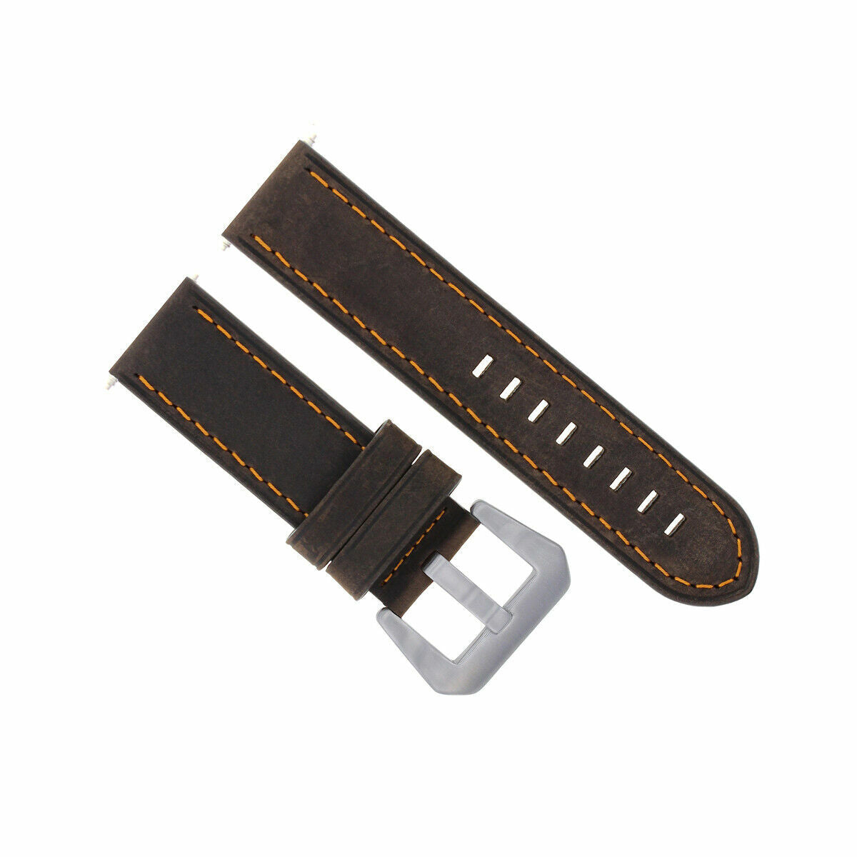 20-22-24MM LEATHER WATCH BAND STRAP FOR BREITLING CHRONOMAT BENTLEY COLT WATCH, Dark Brown Orange Stitching, view 3