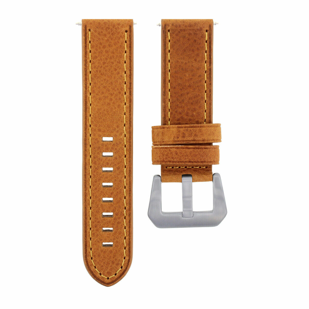 20-22-24MM LEATHER WATCH BAND STRAP FOR BREITLING CHRONOMAT BENTLEY COLT WATCH, Tan with Orange Stitching, view 2