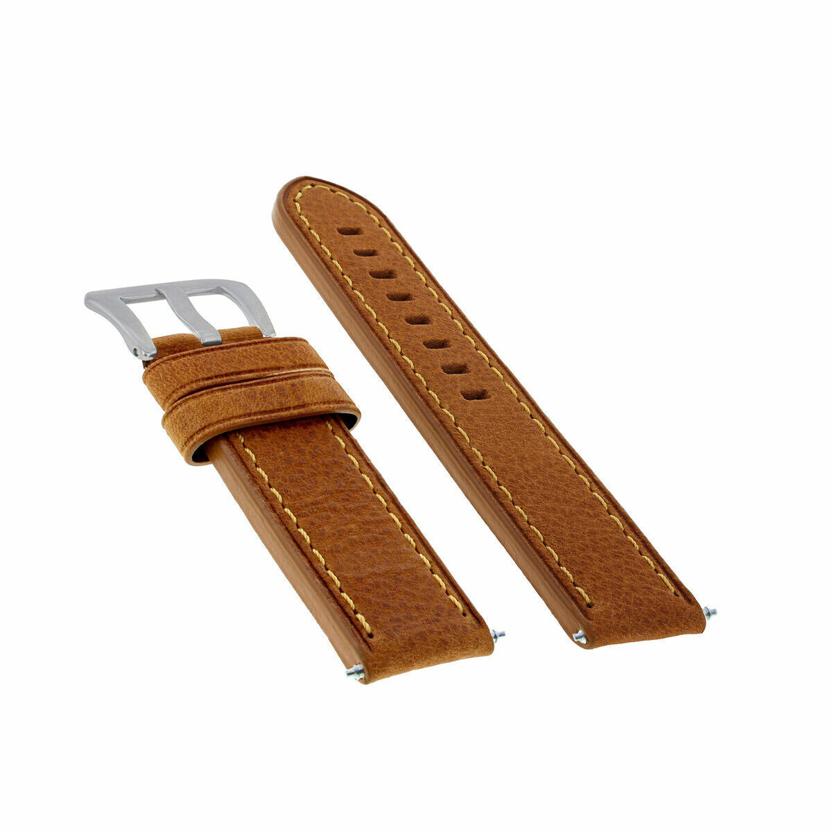 20-22-24MM LEATHER WATCH BAND STRAP FOR BREITLING CHRONOMAT BENTLEY COLT WATCH, Tan with Orange Stitching, view 4