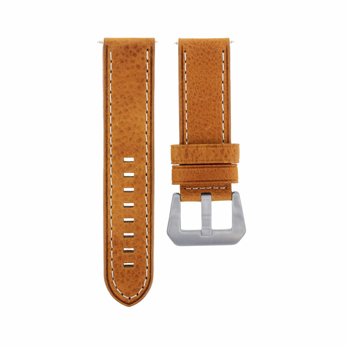 20-22-24MM LEATHER WATCH BAND STRAP FOR BREITLING CHRONOMAT BENTLEY COLT WATCH, Tan with White Stitching, view 2