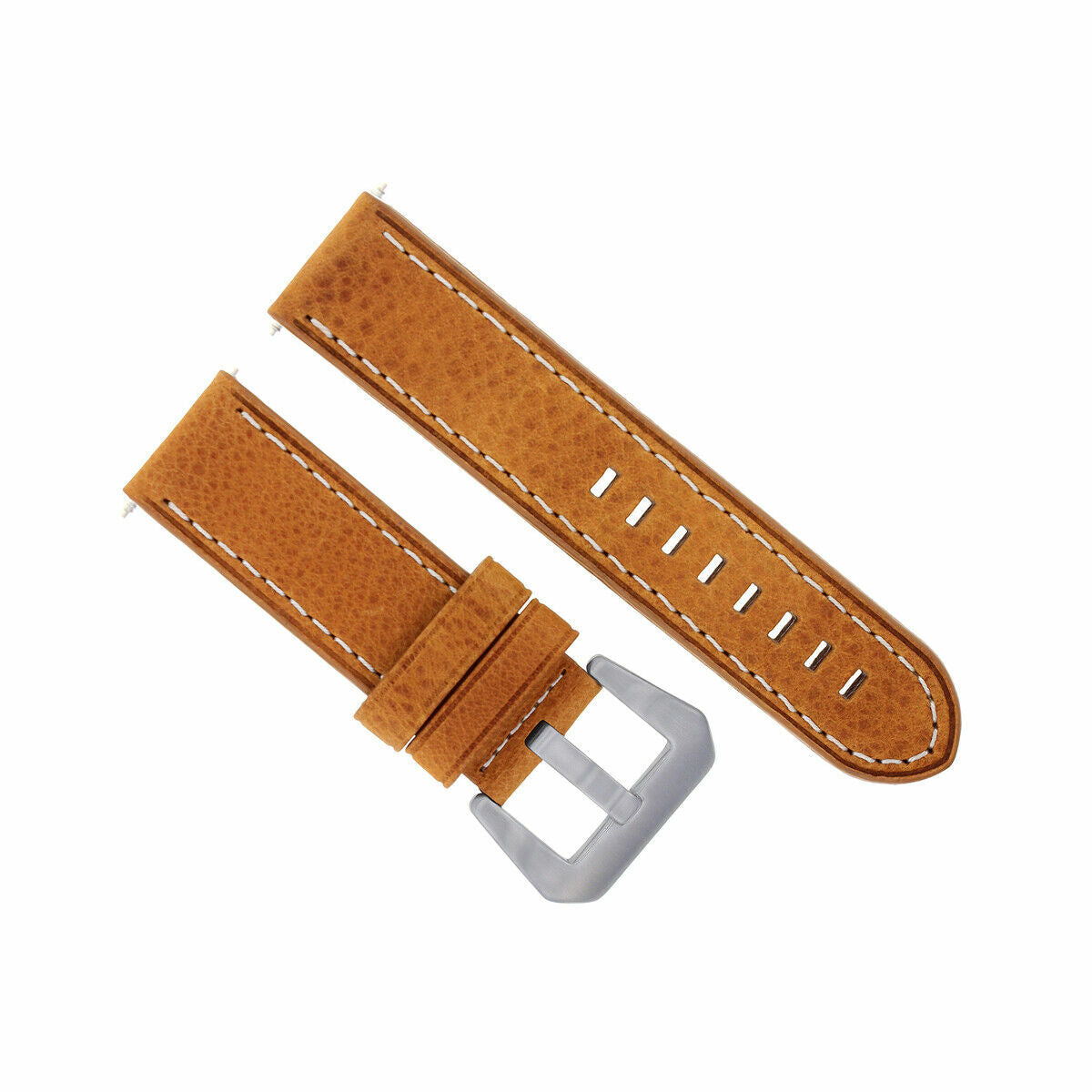 20-22-24MM LEATHER WATCH BAND STRAP FOR BREITLING CHRONOMAT BENTLEY COLT WATCH, Tan with White Stitching, view 3