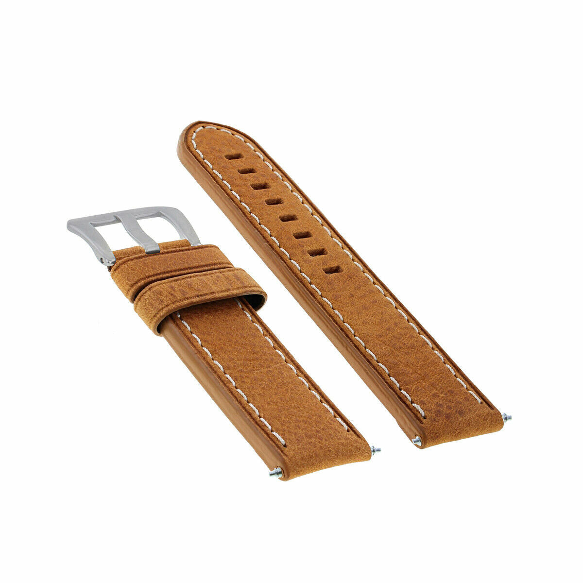 20-22-24MM LEATHER WATCH BAND STRAP FOR BREITLING CHRONOMAT BENTLEY COLT WATCH, Tan with White Stitching, view 4