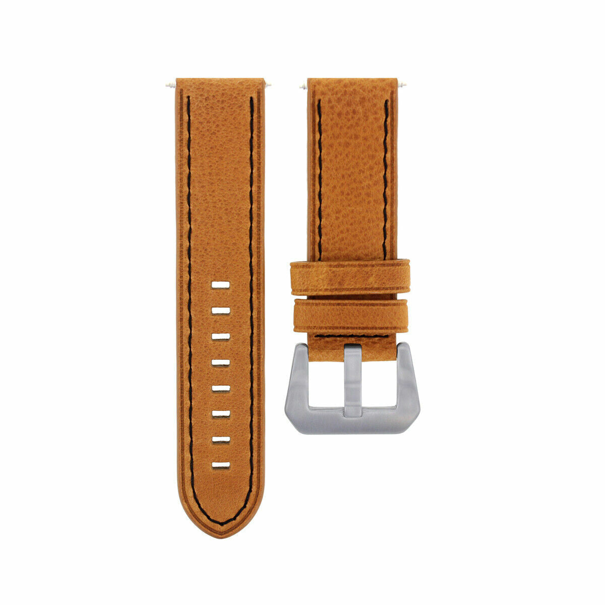 20-22-24MM LEATHER WATCH BAND STRAP FOR BREITLING CHRONOMAT BENTLEY COLT WATCH, Tan with Black Stitching, view 2