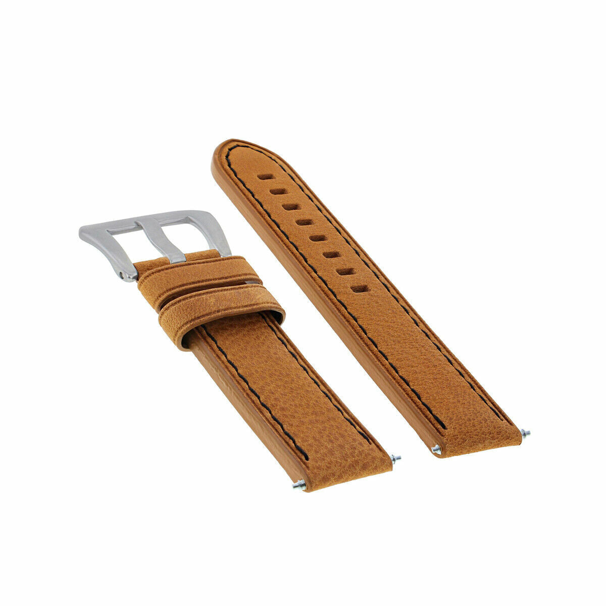 20-22-24MM LEATHER WATCH BAND STRAP FOR BREITLING CHRONOMAT BENTLEY COLT WATCH, Tan with Black Stitching, view 4