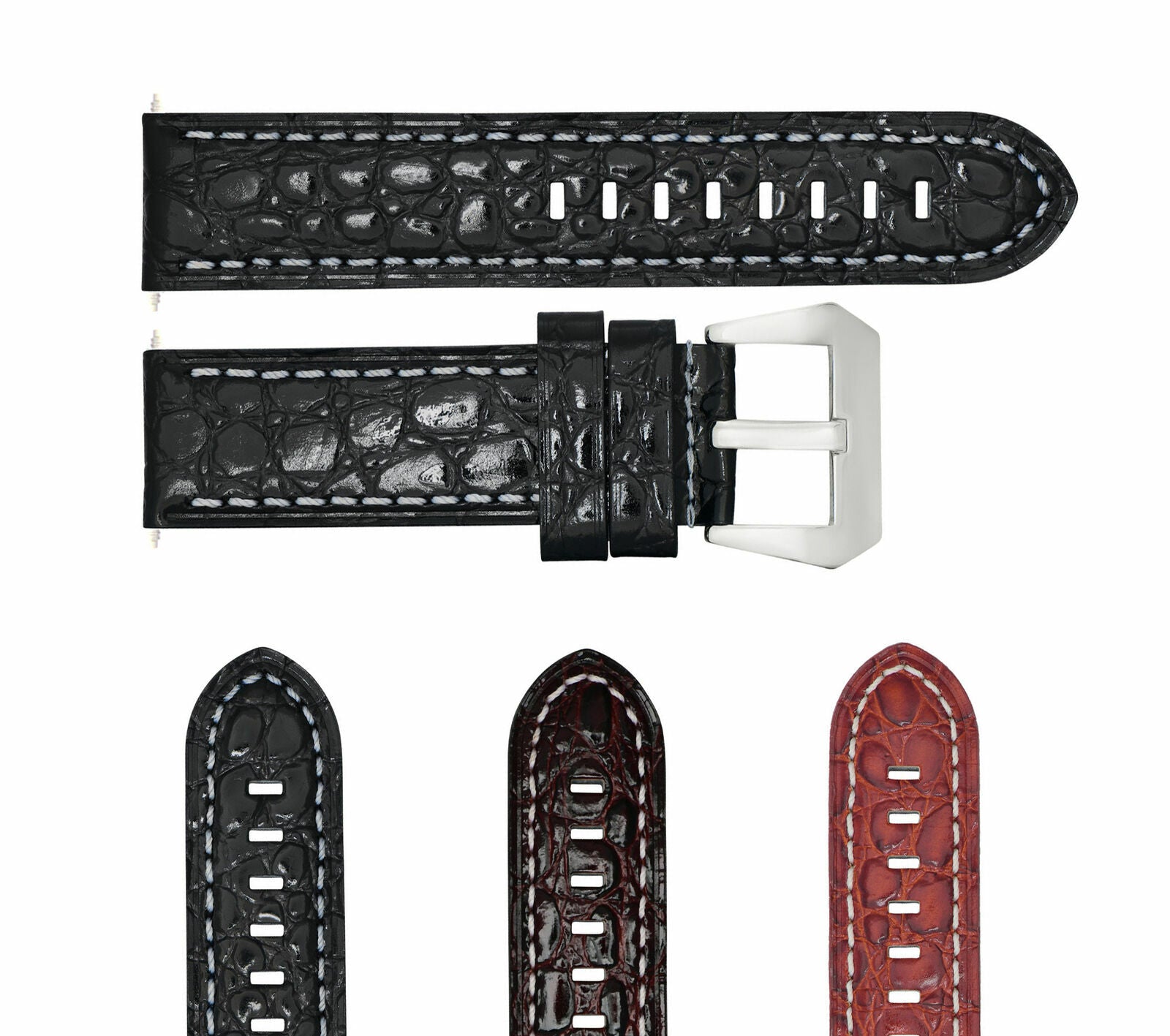 24MM GATOR LEATHER WATCH BAND PAM STRAP FOR FOR BREITLING CHRONOMAT BENTLEY COLT