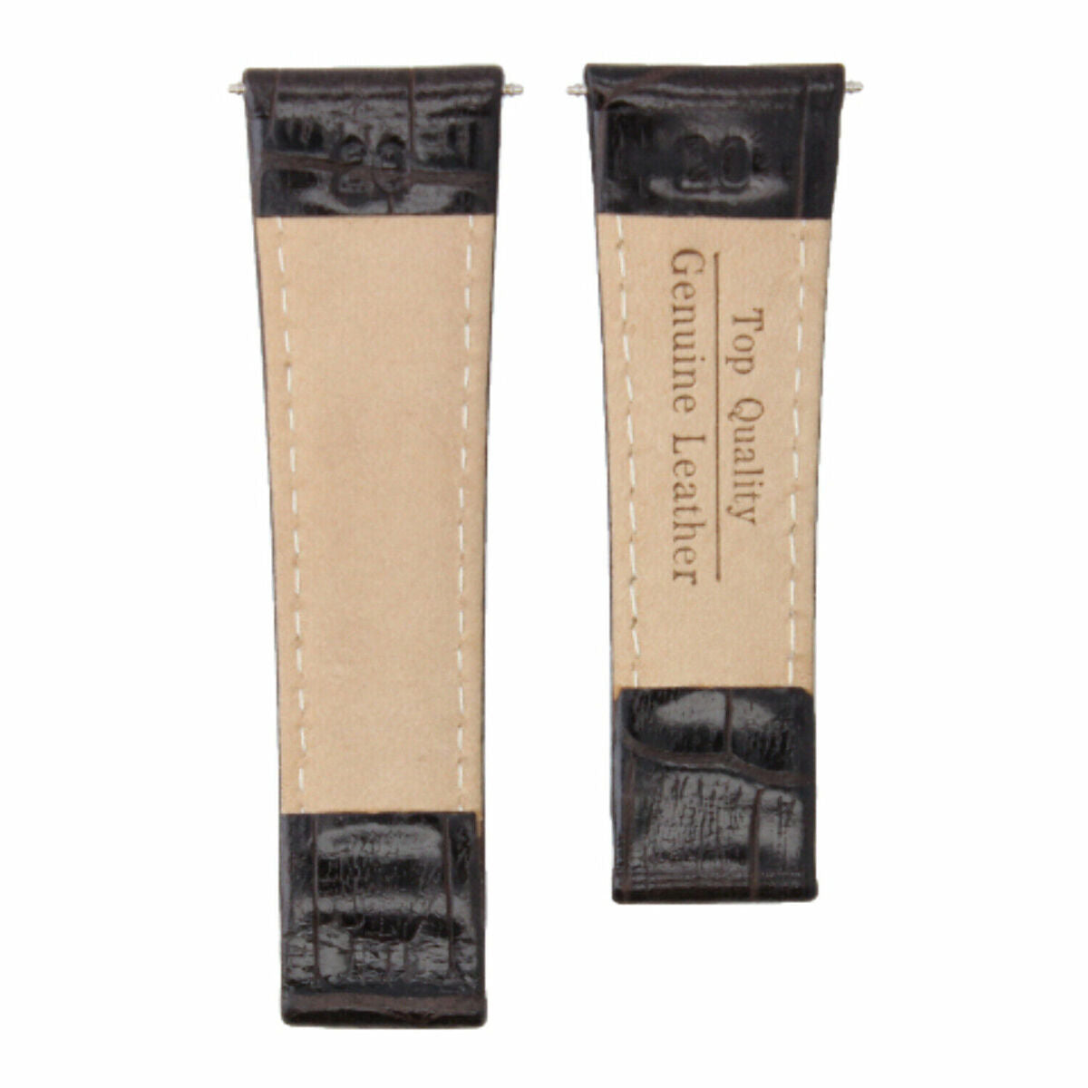 20MM LEATHER WATCH BAND STRAP FITS ALL ROLEX DAYTONA MODEL WATCH WITH ENDPIECES - Gold