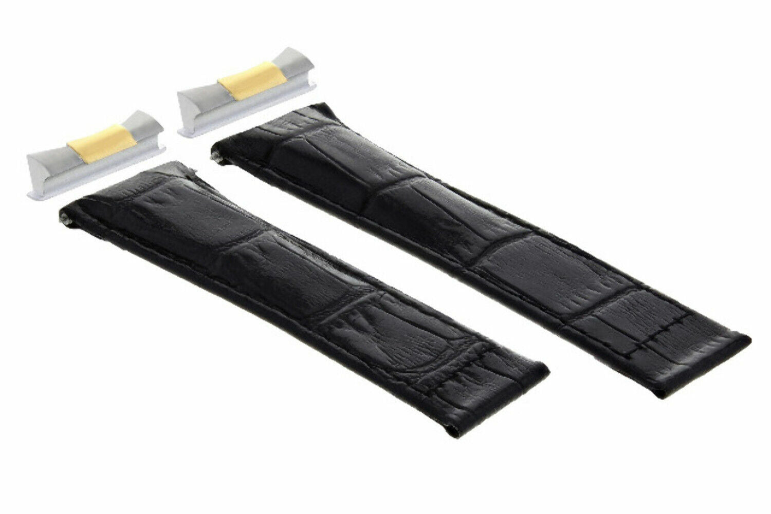 20MM LEATHER WATCH BAND STRAP FITS ALL ROLEX DAYTONA MODEL WATCH WITH ENDPIECES - Two Tone