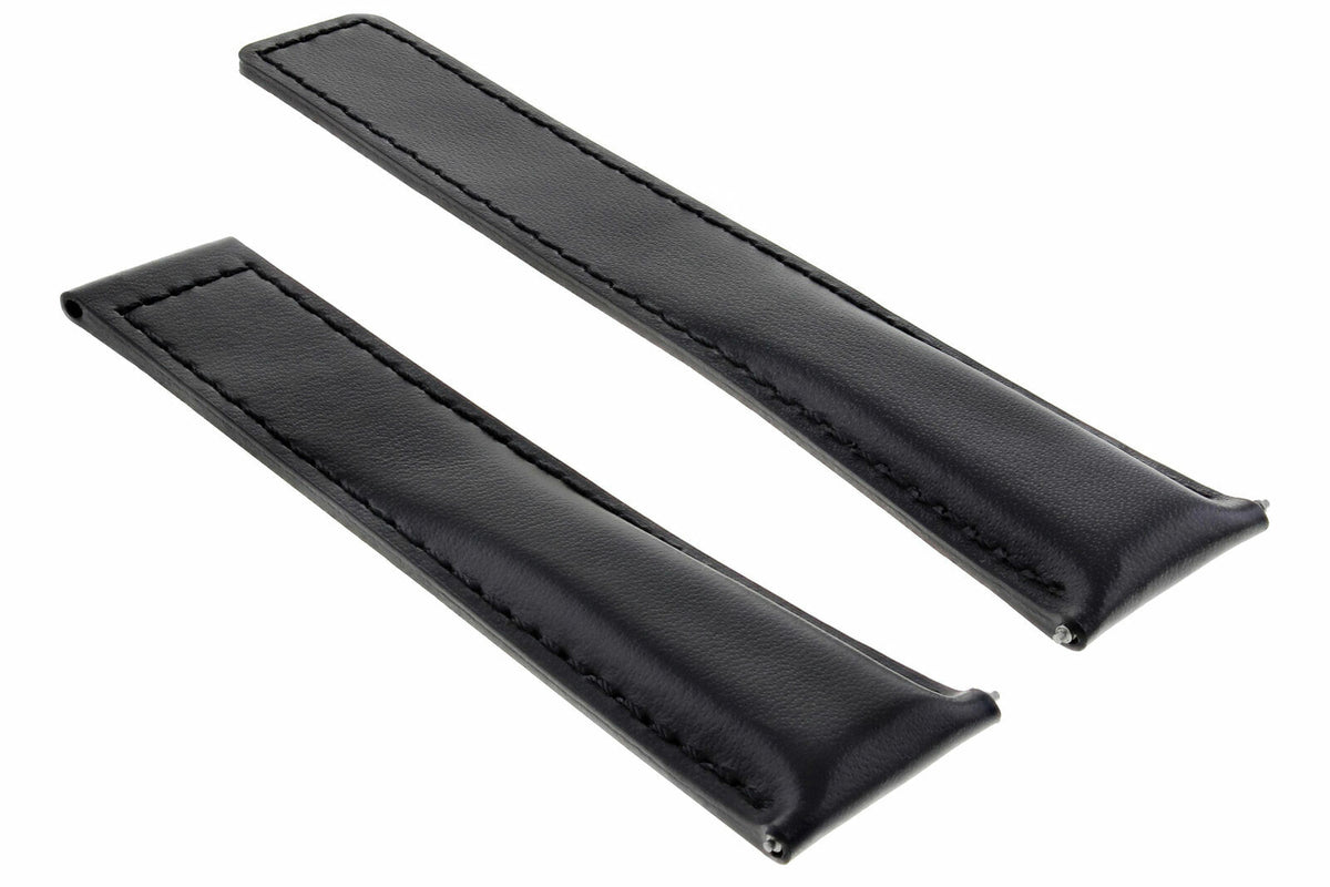 19-20-22MM Leather Watch Band Strap Universal Deployment Clasp Two-piece Strap