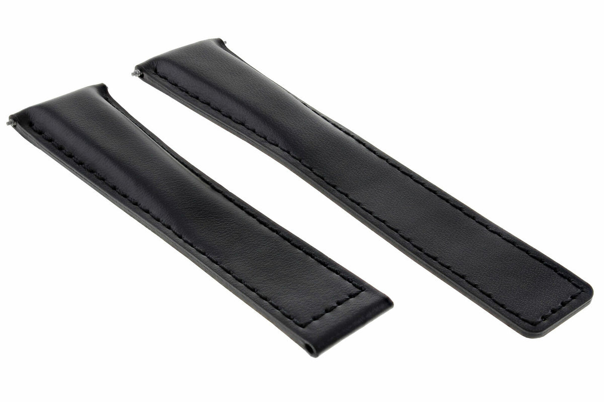 19-20-22MM Leather Watch Band Strap Universal Deployment Clasp Two-piece Strap, front view
