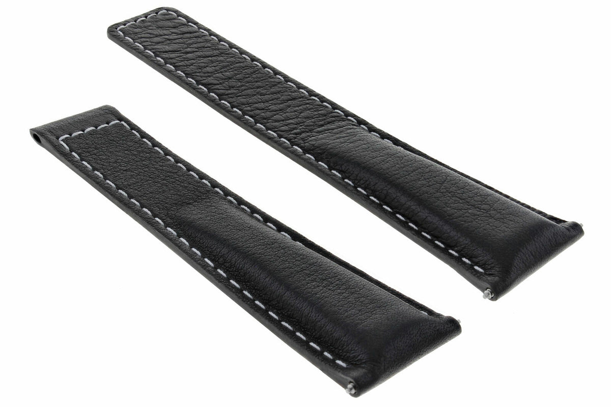 19-20-22MM Leather Watch Band Strap Universal Deployment Clasp Two-piece Strap