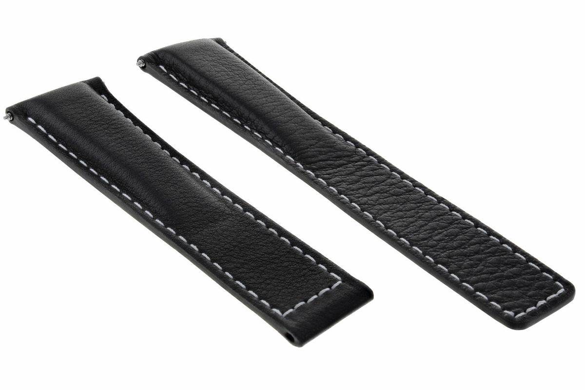 19-20-22MM Leather Watch Band Strap Universal Deployment Clasp Two-piece Strap, front view
