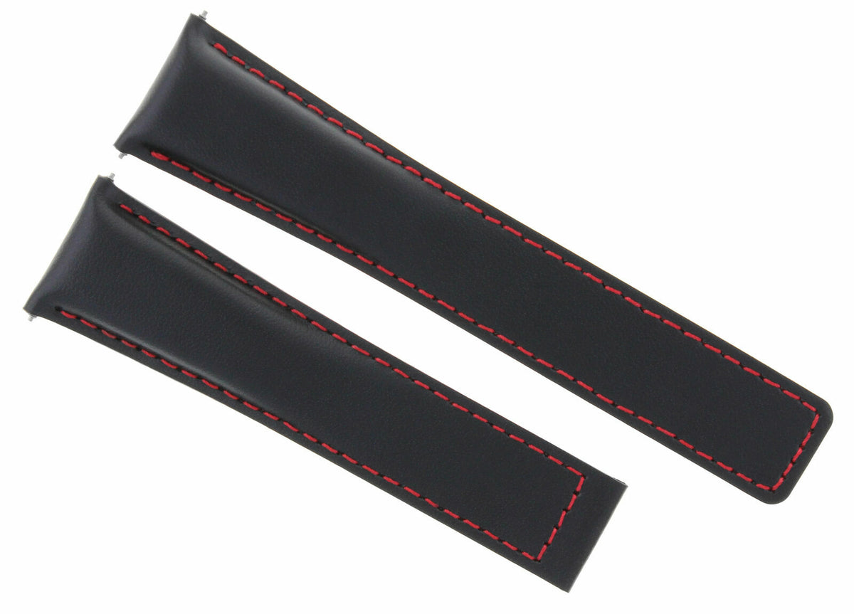 19-20-22MM Leather Watch Band Strap Universal Deployment Clasp Two-piece Strap