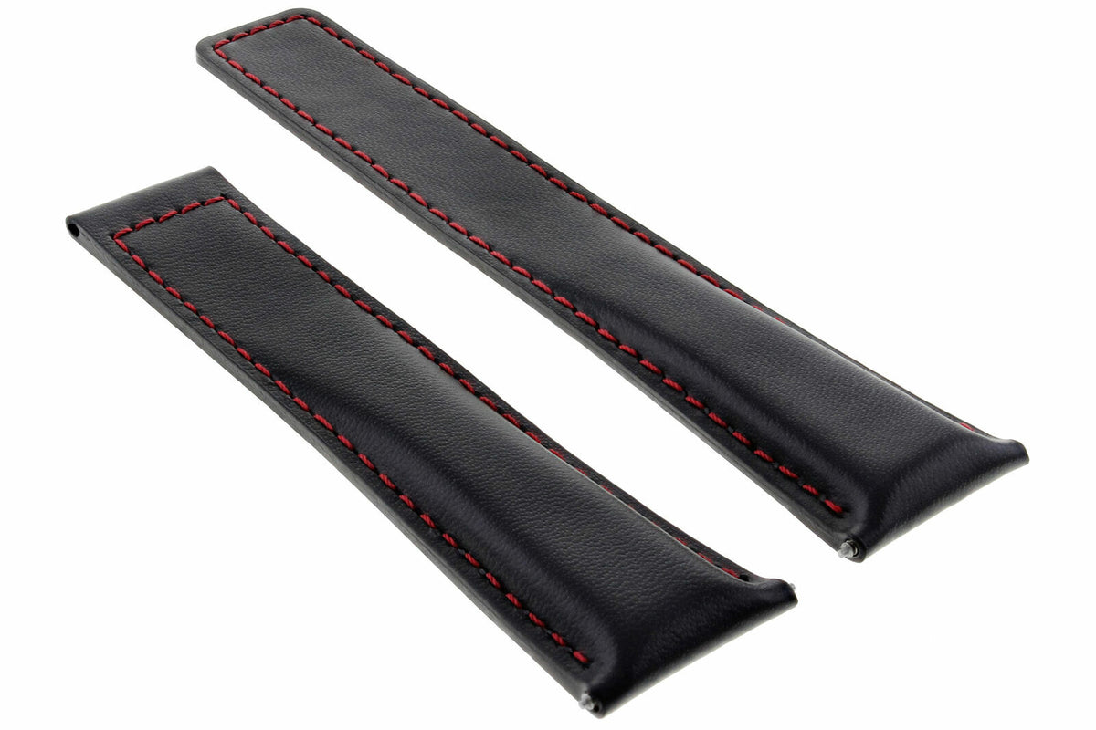 19-20-22MM Leather Watch Band Strap Universal Deployment Clasp Two-piece Strap