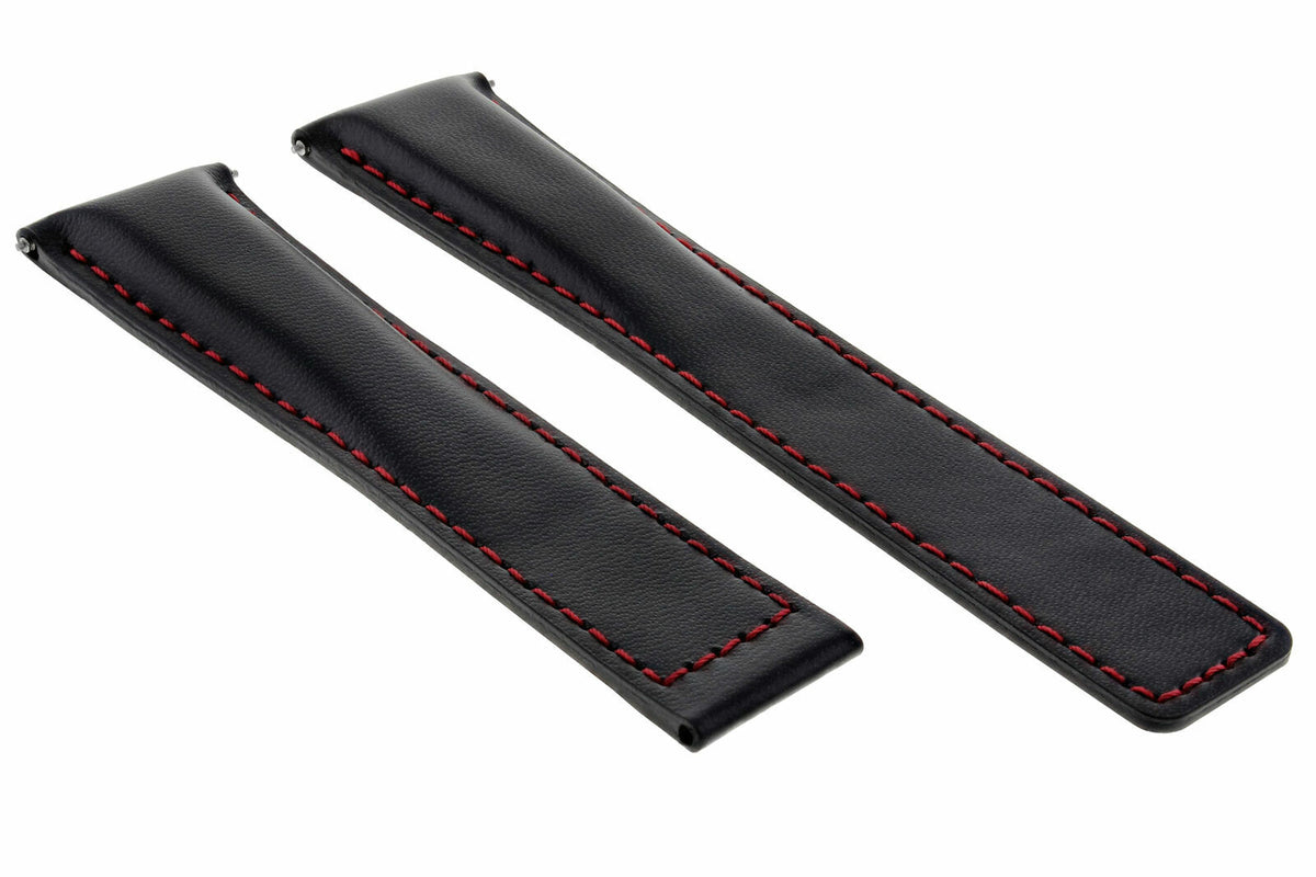 19-20-22MM Leather Watch Band Strap Universal Deployment Clasp Two-piece Strap, front view