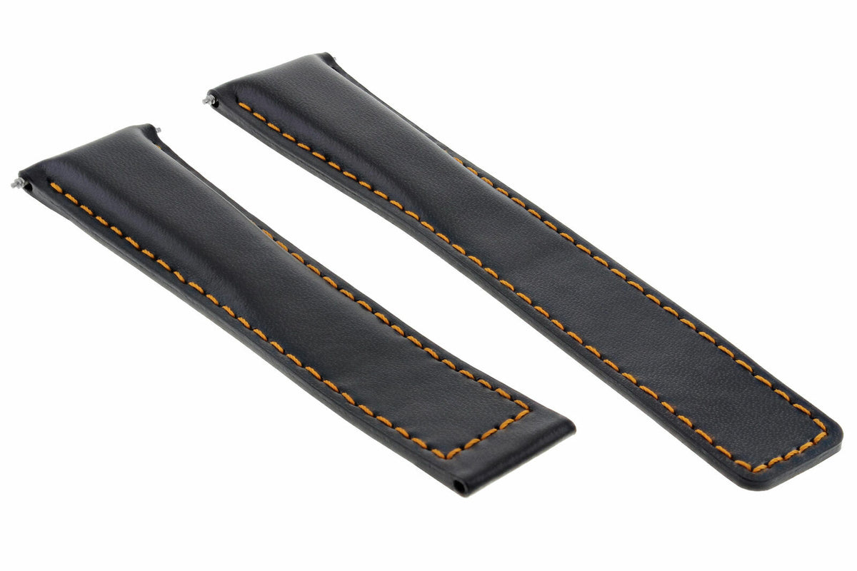 19-20-22MM Leather Watch Band Strap Universal Deployment Clasp Two-piece Strap, front view