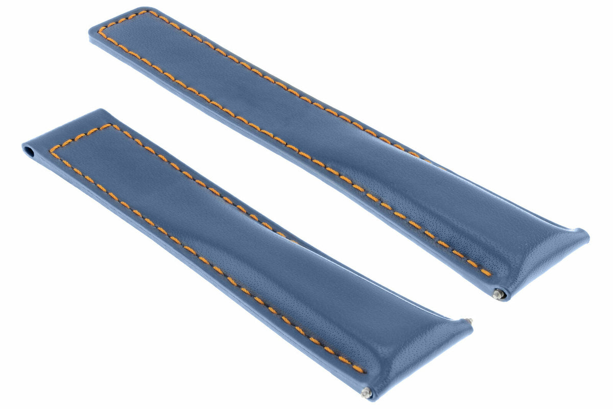19-20-22MM Leather Watch Band Strap Universal Deployment Clasp Two-piece Strap