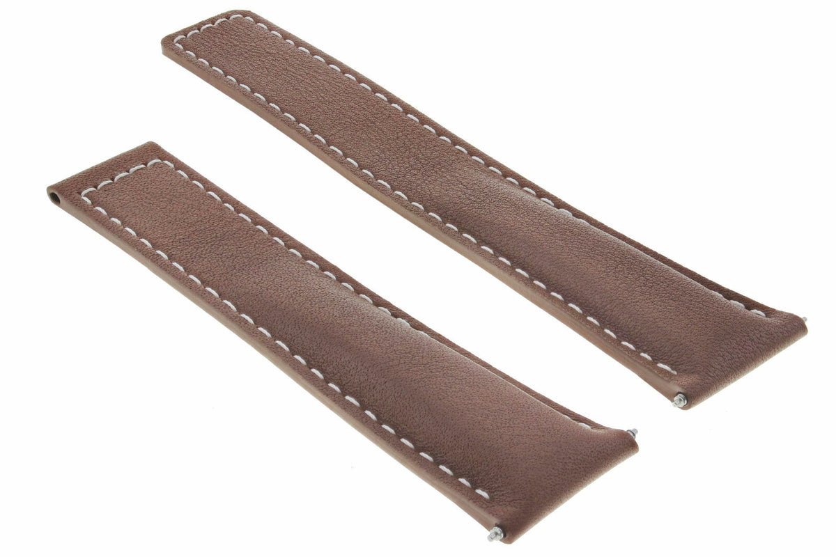 19-20-22MM Leather Watch Band Strap Universal Deployment Clasp Two-piece Strap