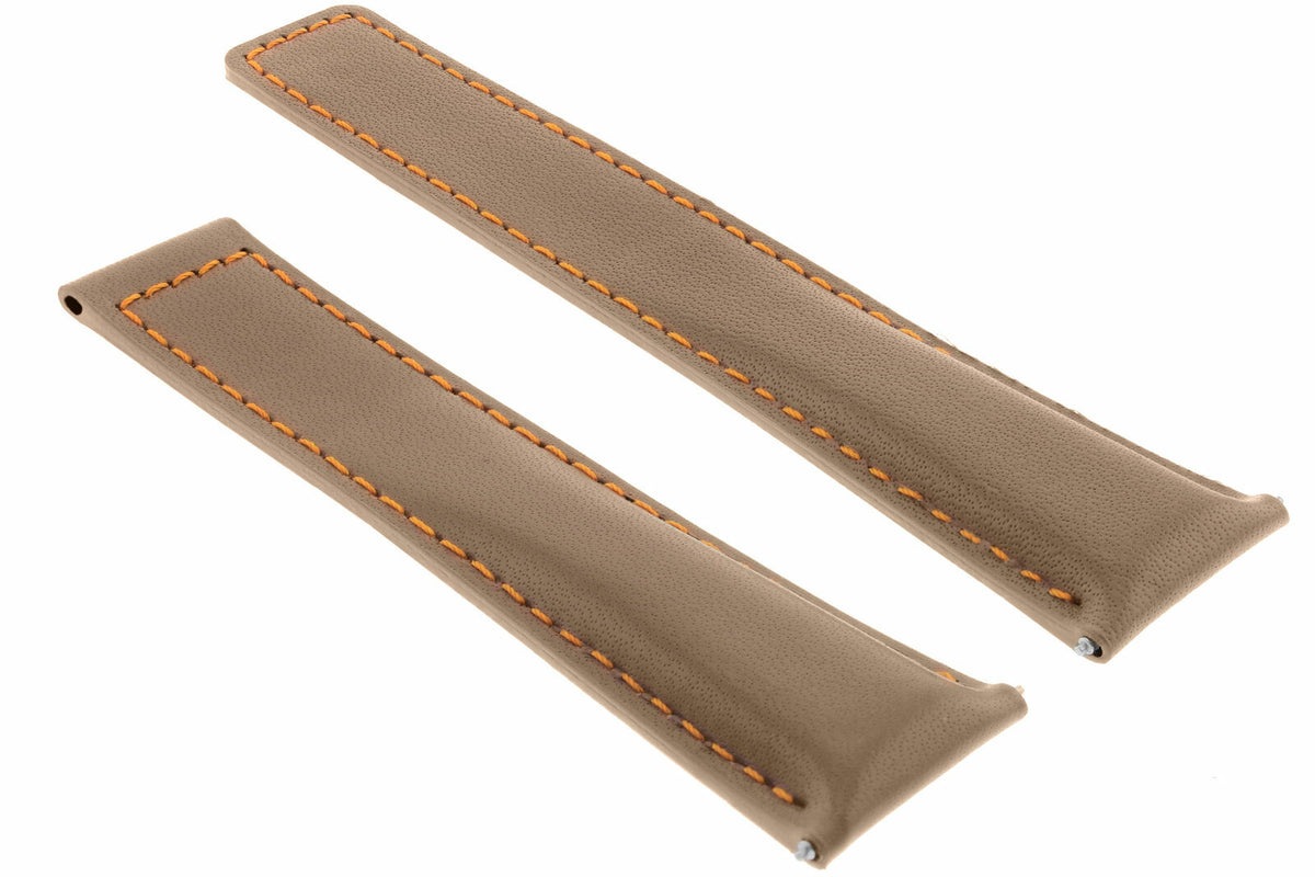 19-20-22MM Leather Watch Band Strap Universal Deployment Clasp Two-piece Strap
