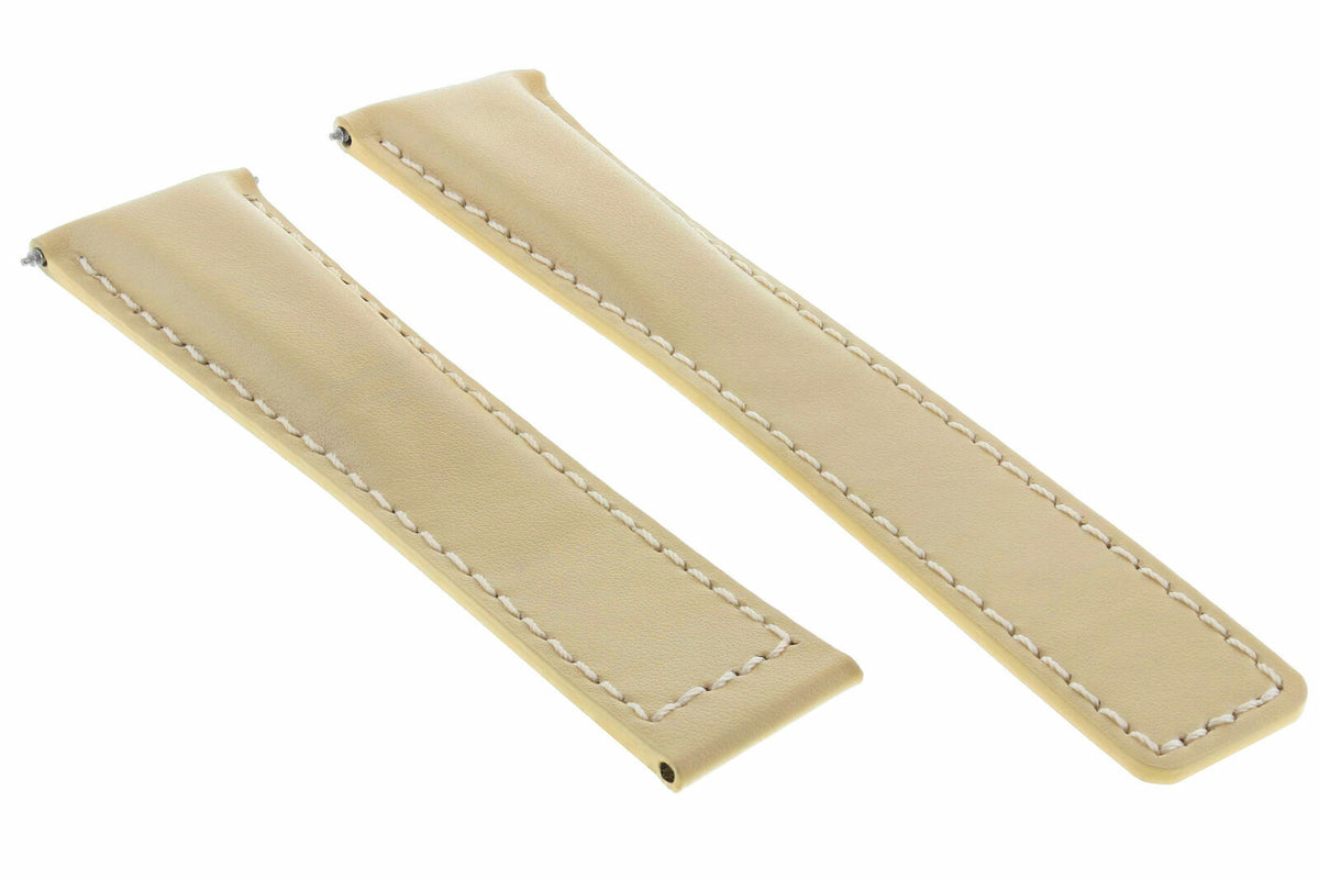 19-20-22MM Leather Watch Band Strap Universal Deployment Clasp Two-piece Strap, front view