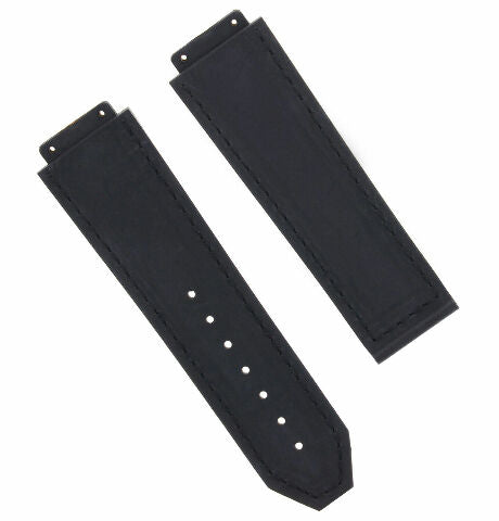 24MM ALLIGATOR LEATHER RUBBER BAND STRAP FOR HUBLOT H BIG BANG 2 SCREW S/DRIVER - Brown with White Stitching