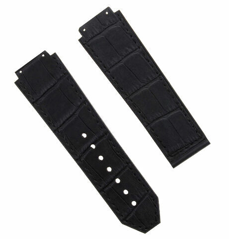 24MM ALLIGATOR LEATHER RUBBER BAND STRAP FOR HUBLOT BIG BANG 4 BK SCREW S/DRIVER