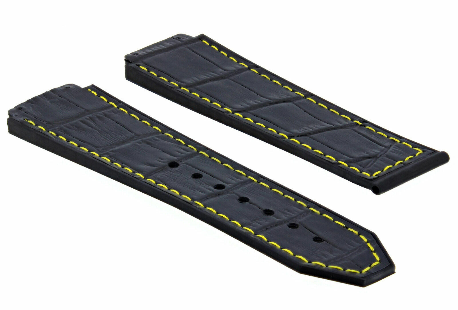 24MM ALLIGATOR LEATHER RUBBER BAND STRAP FOR HUBLOT BIG BANG 4 BK SCREW S/DRIVER