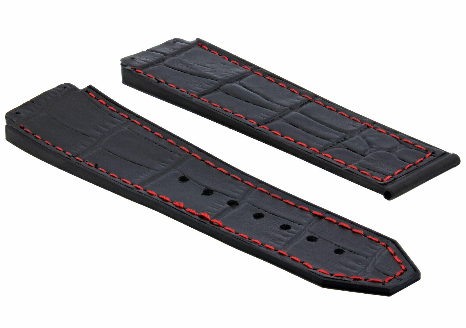 24MM ALLIGATOR LEATHER RUBBER BAND STRAP FOR HUBLOT BIG BANG 4 BK SCREW S/DRIVER