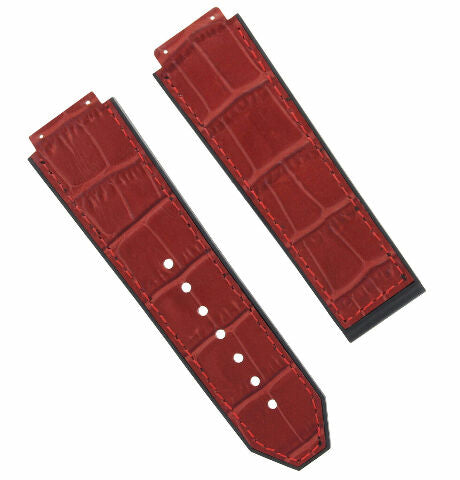 24MM ALLIGATOR LEATHER RUBBER BAND STRAP FOR HUBLOT BANG CLASP 4 SCREW S/DRIVER - Bracelet Band
