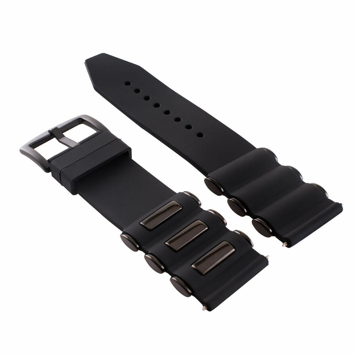 22MM - 24MM - 26MM SILICONE RUBBER DIVER WATCH BAND STRAP FOR INVICTA WATCH, Black/Black, view 2
