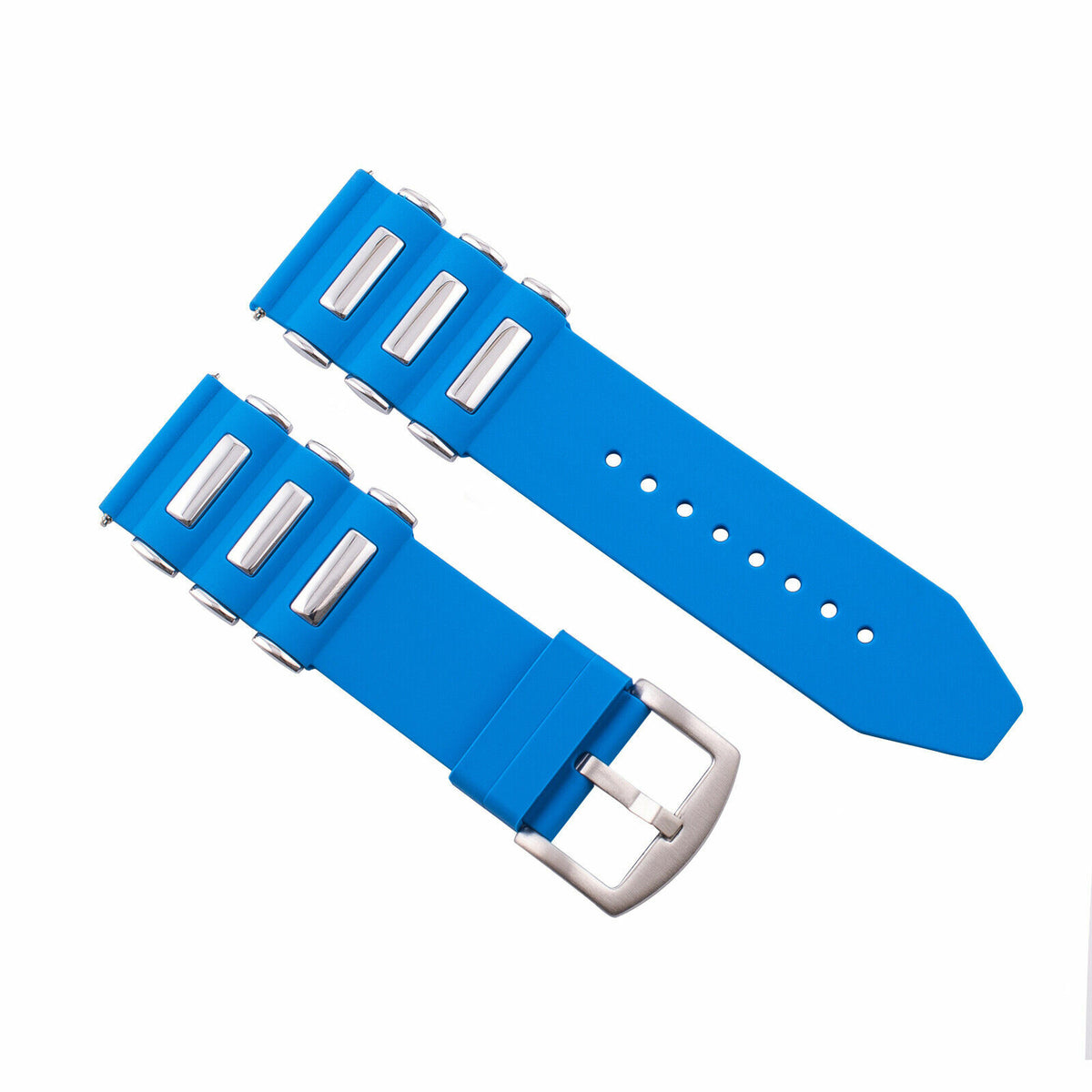 22MM - 24MM - 26MM SILICONE RUBBER DIVER WATCH BAND STRAP FOR INVICTA WATCH, Royal Blue/Steel