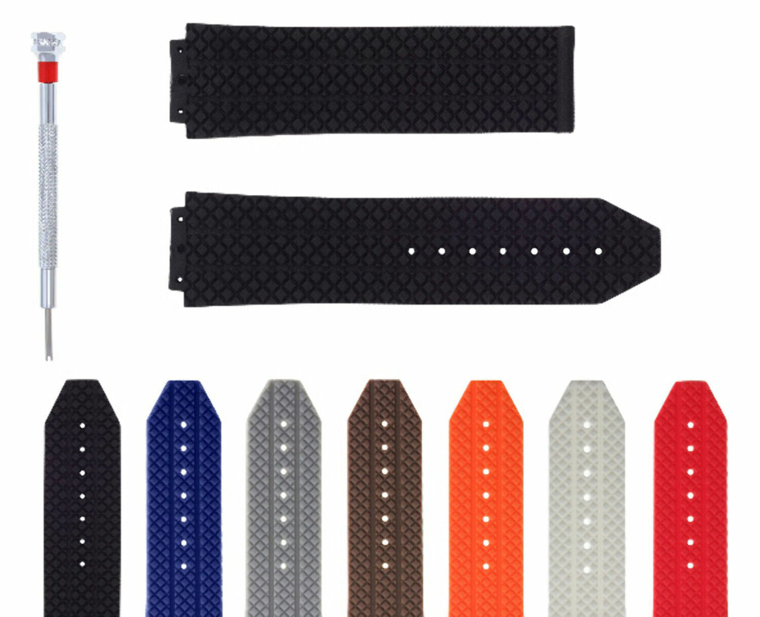 24-25MM RUBBER WATCH BAND FOR HUBLOT BIG BANG 44-44.5-45MM CERAMIC + SCREWDRIVER