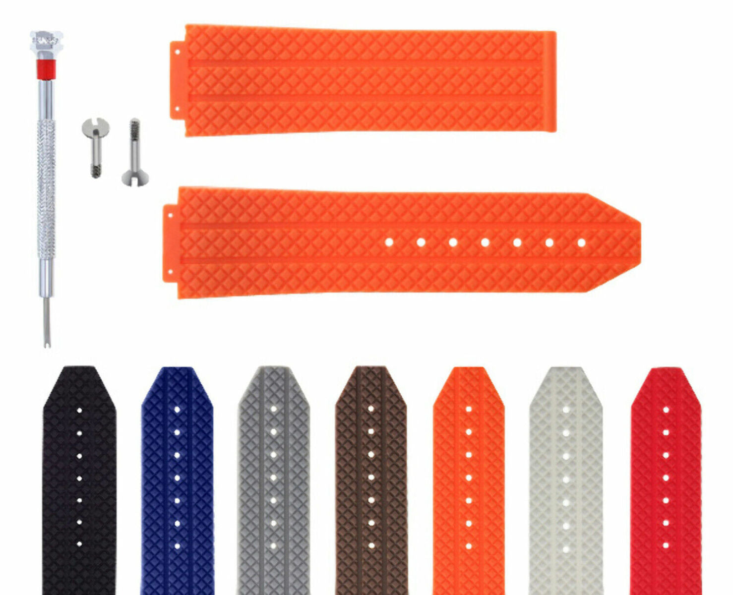 24-25MM RUBBER WATCH STRAP BAND FOR HUBLOT BIG BANG CERAMIC 2 SCREW SCREWDRIVER